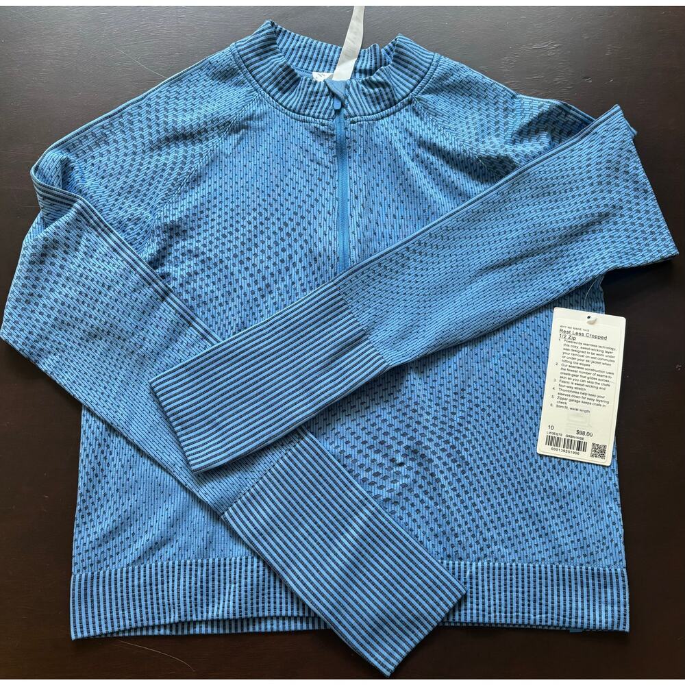 NWT Lululemon Rest Less Cropped 1/2 Zip Size 10
